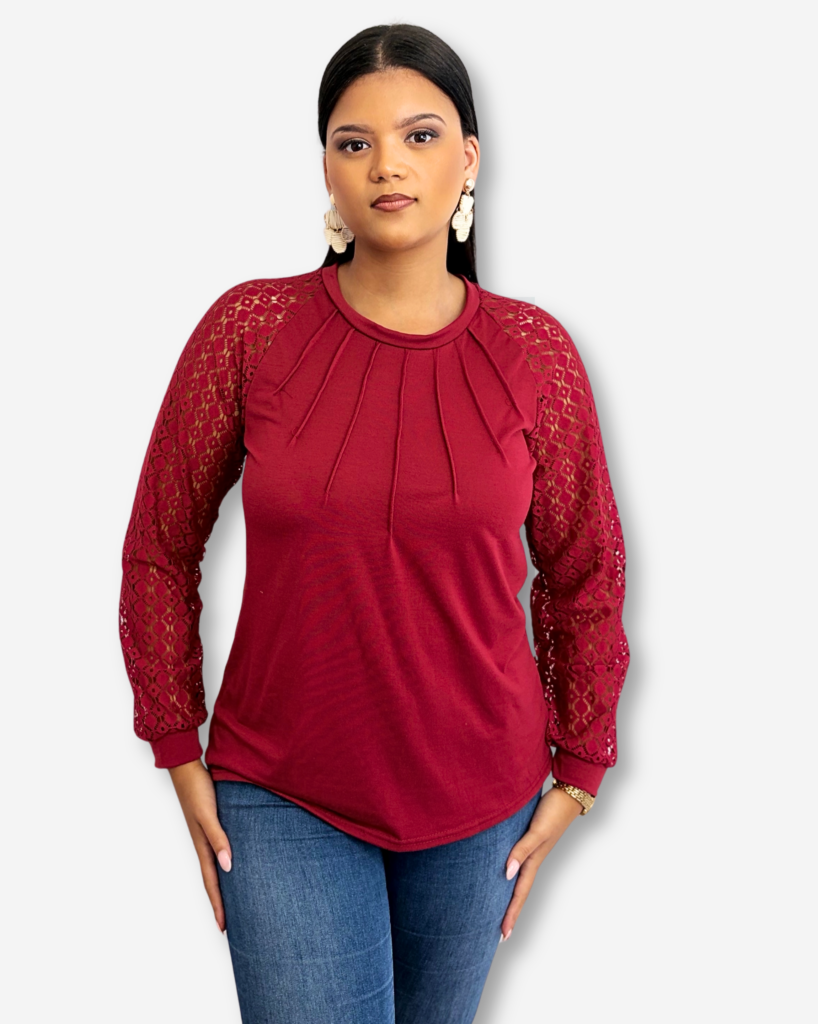Blouse with Lace Sleeves