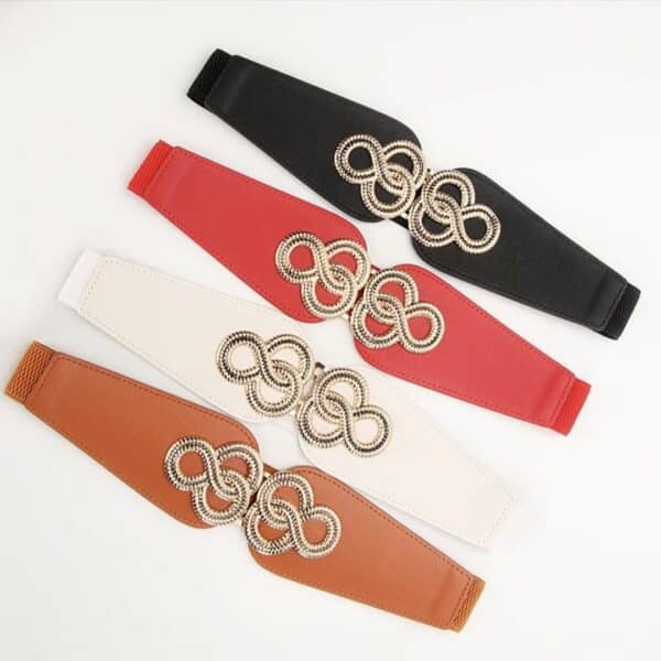 Infinity Gold Buckle Wide Elastic Belt by The Modest Fairy
