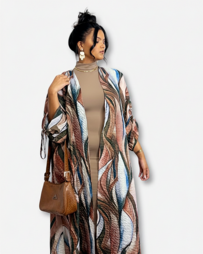 Chloe Open Abaya - Waves Pattern